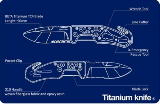 Aqualung Rescue Folding Knife Titanium Blunt - Image 2